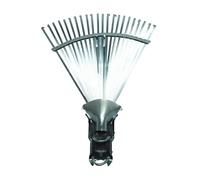 Scopa raccogli-foglie da giardino in metallo - Colore argento - Larghezza regolabile 29-45 cm - Leggera e resistente - Ideale per foglie, erba e detriti