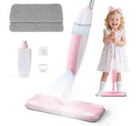 Scopa Spruzzo Giocattolo Bambini - Set Pulizia Montessori con 2 Panni Lavabili e Supporto per Pulire il Pavimento | Kids Spray Mop, Scopa Bambini Gioco 3+ Anni, Gioco Educativo Montessori