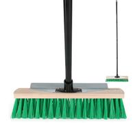 Scopa stradale Hausfelder larga 40 cm con manico e raschietto - extra lunga e stabile - scopa da giardino, scopa con manico per esterni