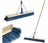 KADAX Scopa da strada a manico lungo in legno e nylon con supporto per manico in metallo, ampia scopa industriale confortevole, sabbia, diverse dimensioni (100 cm)