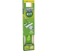 Swiffer Starter Kit Scopa con 8 Panni Catturapolvere e 3 Panni Umidi