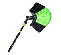 Scopa triangolare con manico telescopico fino a 3,3 m, allungabile con setole sintetiche e testa inclinabile, colore nero