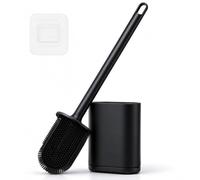 Scopino Bagno WC Silicone con Base Antigoccia, Spazzolone Bagno WC Piatto a Parete per Pulizia Profonda Senza Graffi, Eleganti Accessori Bagno Neri