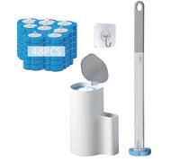Scopino Bagno WC, Spazzola per WC Monouso Set - 48 Ricariche con Profumo di Oceano, Manico Allungato e Supporto Adesivo Senza Trapano, Spazzola WC Accessori Bagno per Pulizia Profonda (oceano)