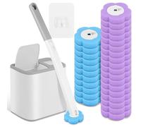 Scopino Bagno Wc usa e getta, set di scopino per WC monouso, scopino per WC con 30 pezzi di detergente di ricarica, set di scopino per WC per bagno, lavandino, vasca da bagno, pavimento (grigio)