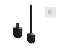 Scopino for WC in silicone da appendere con manico lungo, pulisci-spazzola flessibile for il bagno, supporto ad asciugatura rapida, accessori for il bagno(Black)