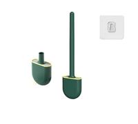 Scopino for WC in silicone da appendere con manico lungo, pulisci-spazzola flessibile for il bagno, supporto ad asciugatura rapida, accessori for il bagno(Green)