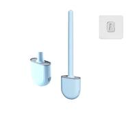 Scopino for WC in silicone da appendere con manico lungo, pulisci-spazzola flessibile for il bagno, supporto ad asciugatura rapida, accessori for il bagno(Blue)