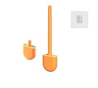 Scopino for WC in silicone da appendere con manico lungo, pulisci-spazzola flessibile for il bagno, supporto ad asciugatura rapida, accessori for il bagno(Orange)