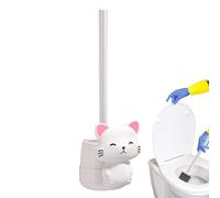 Scopino per WC a forma di cartone animato, senza angolo morto, montaggio a parete, design a forma di gatto, con manico lungo, per lavandini, vasche da bagno Samuliy