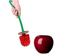 Scopino per WC a forma di ciliegia, set con supporto, scopino per il bagno creativo con supporto per la pulizia profonda delle setole Creative con ciotola, lungo e spesso per la pulizia
