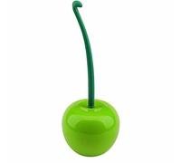 Scopino per WC a forma di ciliegia, set di scopino per WC, compatto per uso domestico e bagno verde mela (spazzola nera)