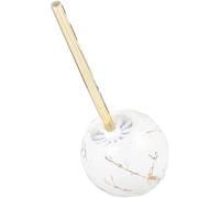 Scopino per WC Accessori per Il Bagno Spazzola per WC A Cupola in Ceramica E Supporto Set Spazzola per WC Decorativa da Pavimento con Manico Lungo per Scopini E Supporti per, White, 13 * 13 * 32cm