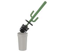 Scopino per WC Cactus, Colore Grigio, da appoggio in plastica con ciuffo in setole Nere, Completo di portascopino