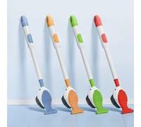 Scopino per WC compatto con lunghezza ottimizzata del manico, supporto a ventosa e disposizione delle setole multi-angolo per una copertura totale (blu)