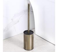 Scopino per WC compatto con portascopino in acciaio inox, modello da appoggio, resistente ed efficace per la pulizia del bagno (Bronzo)