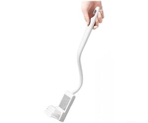 Scopino per WC con curva ergonomica e riflettente per una pulizia efficiente di aree difficili da vedere, tra cui dietro la valvola e la valvola di ingresso