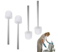 Scopino per WC con Manico in Acciaio Inox 304 - Set Completo 4 Pezzi per Pulizia Igienica del Bagno con Testine Sostituibili