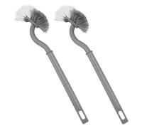 Scopino per WC curvo con plastica, scopino per WC con foro per appenderlo, salvaspazio, spazzola per pulizia del WC sotto il bordo, 2 pezzi