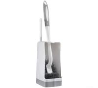 Scopino per WC da parete con manico lungo in silicone a forma di C e setole antiscivolo per una pulizia accurata della ciotola (bianco-grigio)