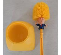 Scopino per WC di Donald Trump, per la pulizia della tazza del bagno domestico, divertente spazzola per la pulizia a forma di testa del presidente, con supporto e contenitore