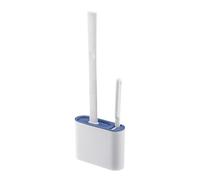 Scopino per WC in silicone con portascopino da parete, set di spazzole per la pulizia (blu)