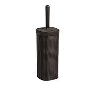 Scopino per WC in stile rattan, con lavorazione di alta qualità, dimensioni (lunghezza x larghezza x altezza): 11,5 x 11,5 x 40 cm, colore: marrone