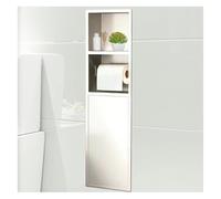 Scopino per WC nascosto impermeabile in acciaio inox da parete e armadietto per carta igienica da incasso, per soggiorno e camera da letto (bianco, 18 x 80 x 12,5 cm)