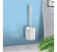 Scopino per WC, scopino per la pulizia del WC, Scopino for WC Testa in silicone Non aggroviglia i capelli Facile da pulire Supporto pavimento(White)