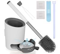 Scopino per WC Silicone Scopino Bagno e Portascopino WC con Manico in Acciaio Inox Pinzetta Fango Diatomeo Gancio Appiccicoso Sollevatore Copriwater Set Spazzolino WC per Casa e Cucina