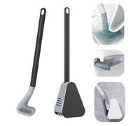 Scopino per WC stile golf,Spazzola e supporto a parete con manico lungo senza foratura,Spazzolino da bagno in silicone leggero con testa pieghevole