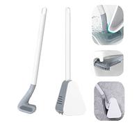 Scopino per WC stile golf,Spazzola e supporto a parete con manico lungo senza foratura,Spazzolino da bagno in silicone leggero con testa pieghevole