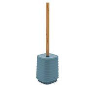 Scopino per WC Turchese Cobalto, in ABS con Manico in bambù Naturale, Linea Wave (Scopino WC)