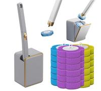 Scopino per WC usa e getta, con 18 testine di ricambio per WC usa e getta color oceano/limone/lavanda, set di pulizia a parete con supporto per WC per una pulizia duratura e senza sporcare