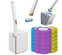 Scopino per WC usa e getta, con 18 testine di ricambio per WC usa e getta color oceano/limone/lavanda, set di pulizia a parete con supporto per WC per una pulizia duratura e senza sporcare