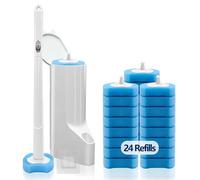 Scopino per WC usa e getta con 24 ricariche, kit di base per bacchetta per WC, contenitore e 24 ricariche per bacchetta per toliet, scopino e supporto per WC a parete, accessori per la pulizia del