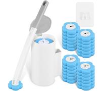 Scopino per WC usa e getta, con 24 spazzole per WC in spugna con 3 fragranze, set per la pulizia di WC e vasche da bagno (spazzola per la pulizia + 24 testine di ricambio)