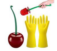 Scopino WC 1 in Ciliegia, Scopino WC con Supporto e Guanti per la Pulizia