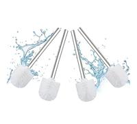 Scopino WC bianco Ø 6,5 cm, set da 4 pezzi con manico in acciaio inox, scopino per WC per il bagno, pratico set di scopini WC con per una pulizia accurata del WC, scopino in acciaio inox