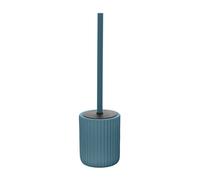 Inbagno Porta scopino WC Blu Pastello cannettato in Ceramica Soft Touch, setole Nere Anti-igieniche con paraspruzzi, Spring