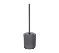 Inbagno Porta scopino WC Grigio cannettato in Ceramica Soft Touch, setole Nere Anti-igieniche con paraspruzzi, Spring