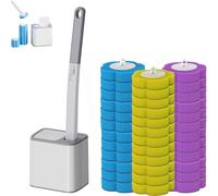 Scopino WC Monouso con Detergente, Scopino USA e Getta per WC da Parete con 36 Testine Ricambio, Manico Allungato, Sistema Igienico per Pulizia Profonda del Bagno (Gray)