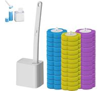 Scopino WC Monouso con Detergente, Scopino USA e Getta per WC da Parete con 36 Testine Ricambio, Manico Allungato, Sistema Igienico per Pulizia Profonda del Bagno (White)
