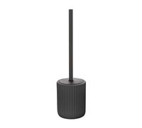 Inbagno Porta scopino WC Nero cannettato in Ceramica Soft Touch, setole Nere Anti-igieniche con paraspruzzi, Spring