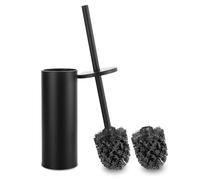 Scopino Wc Nero, Supporto Lungo per Wc, Scopino Bagno con Design a Prova di Schizzi, in Acciaio Inox con Design a Prova di Schizzi, Inclusi 2 Testine