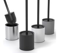 Scopino WC Silicone con Portascopino Inox e Coperchio Protettivo Scopino Bagno