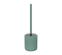 Inbagno Porta scopino WC Verde cannettato in Ceramica Soft Touch, setole Nere Anti-igieniche con paraspruzzi, Spring