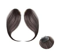 Scoppi 2 Pezzi Frangia Finta Sintetica Clip for da Donna in Frangetta Parrucchino Capelli Naturali Parte Centrale Due Lati for nelle Estensioni Acconciatura(Brown black)