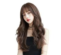 Scoppi D'Aria Giapponesi E Coreani Capelli Ricci Di Seta Marrone Scuro Ad Alta Temperatura Parrucca Femminile Copricapo Copricapo Completo Di Capelli Lunghi