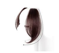 Scoppi Frangia laterale ad aria 2 pezzi ondulata finta sintetica Parrucchino parte centrale Estensioni dei capelli Clip nella anteriore for donna Acconciatura(Deep brown)